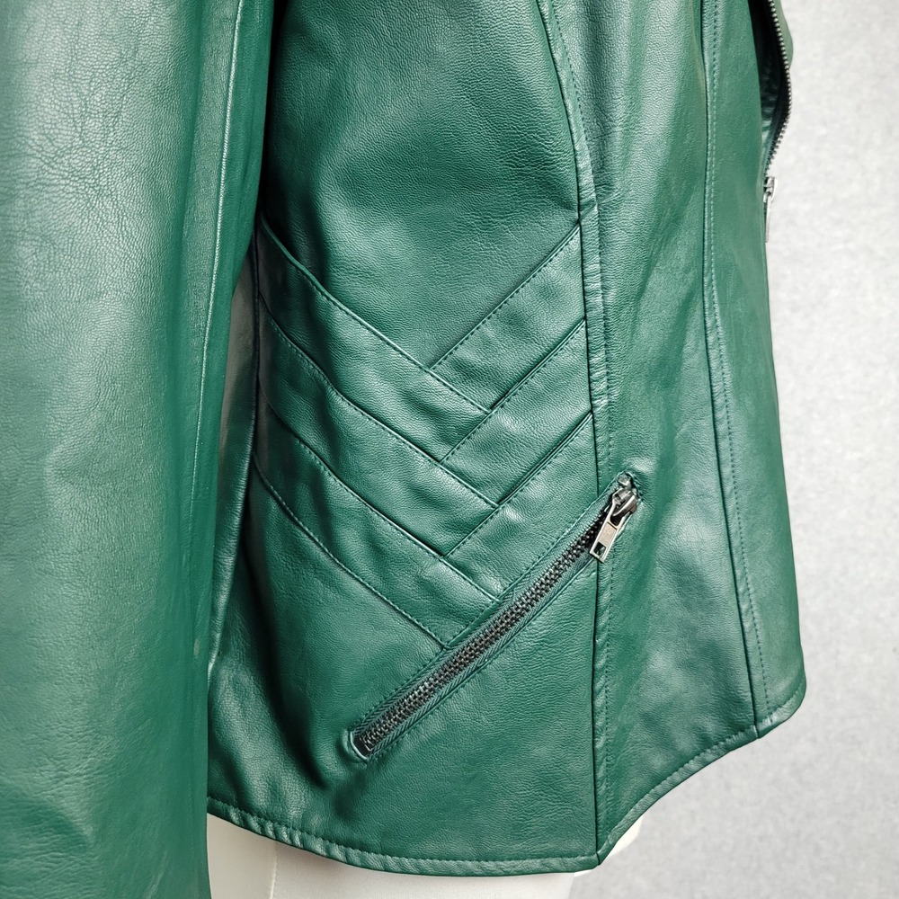 Marvel Her Universe Loki Green Faux Leather Studded Moto Jacket Large LG - Picture 5 of 16